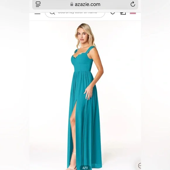 NWT Azazie “Cleobella” Bridesmaid Dress in JADE - Picture 4 of 12